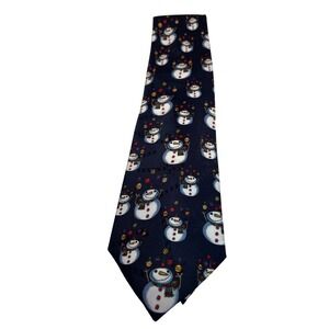 Hallmark Specialties Navy Blue Snowman Christmas‎ Tie Polyester Men's Festive